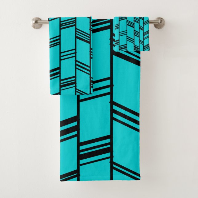 Art Deco Turquoise Badhandtuch Set (Insitu)