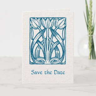 Art Deco Turquoise Tulips Save the Date Karte