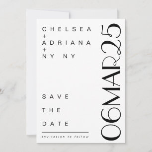 Art Deco Typografie Modern Schwarz Weiß Save The Date