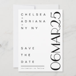 Art Deco Typografie Moderne Schwarz-weiß Save The Date