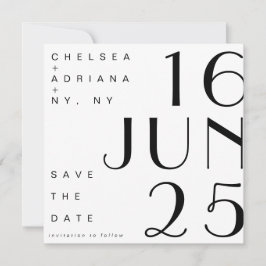 Art Deco Typografie Save the Date Schwarz-weiß Einladung