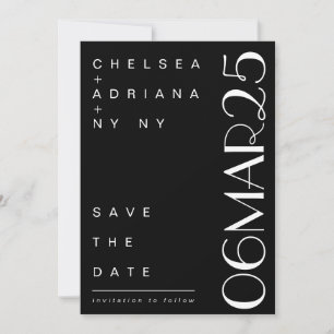 Art Deco-Typografie Schwarze Weiße Hochzeit Save The Date