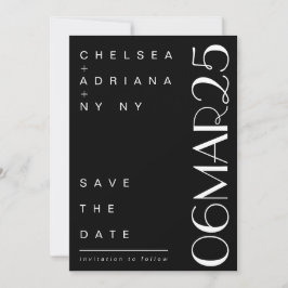 Art Deco Typografy Schwarz-weiß Wedding Save The Date