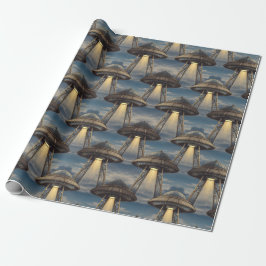 Art Deco UFO Wrapping Paper Geschenkpapier