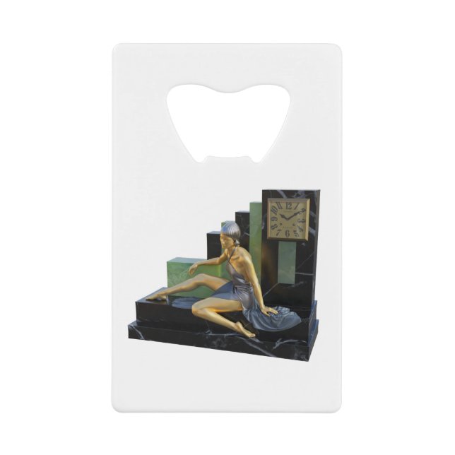Art-Déco-Uhr Geldbeutel Flaschenöffner (Vorderseite)