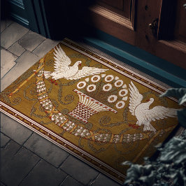 Art Deco Umber Gold Doves von Walter Crane Fußmatte