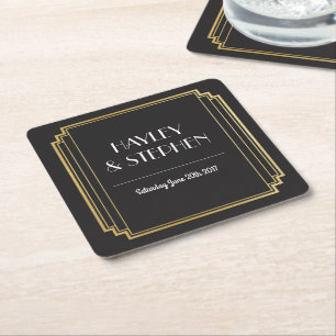 Art Deco Untersetzer Black & Gold Wedding Party