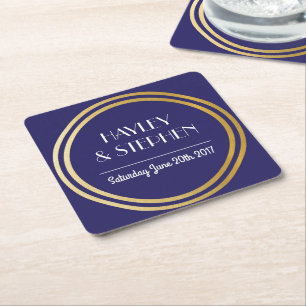 Art Deco Untersetzer Navy Gold Circle Wedding Part