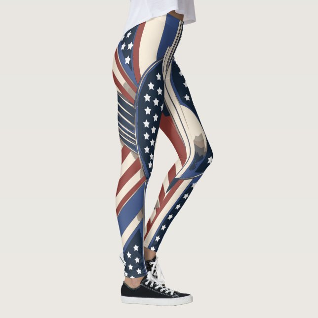 Art Deco US Flag Leggings für 4. Juli (Rechts)