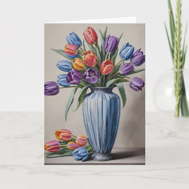 Art Deco Vase of Tulips Karte (Vorderseite)