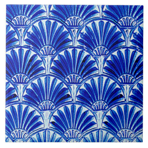 ART DECO VENTILATOREN BLAU FLIESE