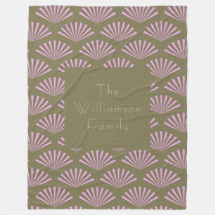 Art Deco Ventilatoren in Oliv und Lila personalisi Fleecedecke