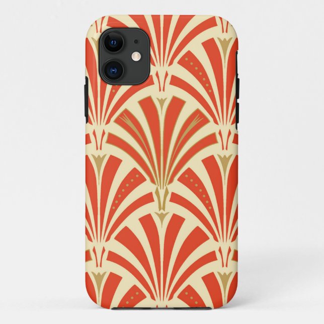 Art Deco Ventilatormuster - Mandarine orange Case-Mate iPhone Hülle (Rückseite)