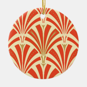 Art Deco Ventilatormuster - Mandarine orange Keramikornament