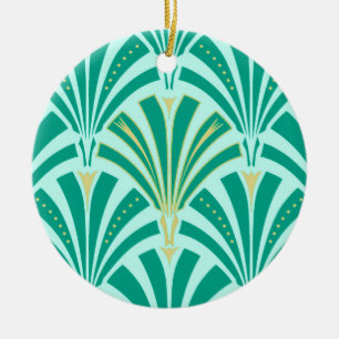 Art Deco Ventilatormuster - Türkis im Wasser Keramik Ornament