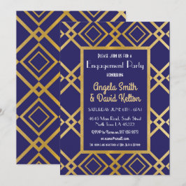 Art Deco Verlobung Einladung zur Marine Gold