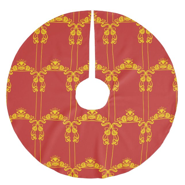 Art Deco Verziert Border Polyester Weihnachtsbaumdecke (Vorderseite)