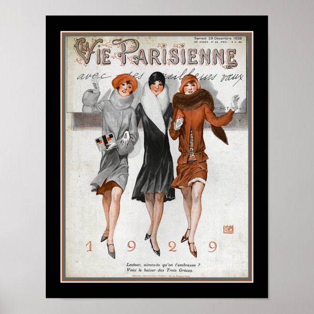 Art Déco Vie Parisenne 1929 Nouvel An (Devant)