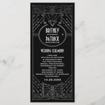 Art Deco Vintag Black and Silver Wedding Programme