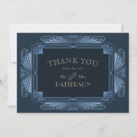 Art Deco Vintag Black Cobalt Dankeschön Karte