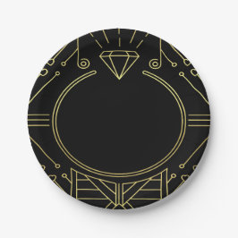 Art Deco Vintag Black Gold Brautparty Teller