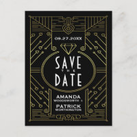 Art Deco Vintag Black Wedding speichert die Datums