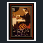 Art Deco Vintag Coffee Poster 12 x 16<br><div class="desc">Große Vintage Art Deco thematische Werbung für Schokolade Amatller Marca Luna. 12 x 16</div>