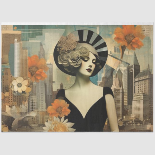 Art Deco Vintag Decoupage Seidenpapier (Vorderseite)