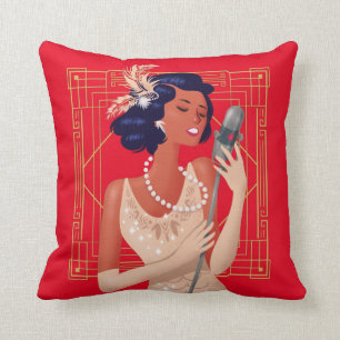 Art Deco Vintag Girl Singer 1920er Jahre Kissen