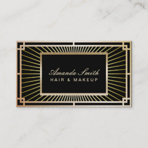 Art Deco Vintag Gold Hair Stylist & Makeup Artist Visitenkarte