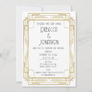 Art Deco Vintag Gold Hochzeit Einladung