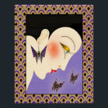 Art Deco Vintag Magazine Cover Poster. Poster<br><div class="desc">Das zentrale Bild ist ein echtes Vintage-Bild aus einem Titelbild des Magazins aus den 20er Jahren. Ich habe dieses Bild aufgehellt und dem Bild Farbe und Klarheit hinzugefügt. Ich habe auch ein Muster für den Deko der Rückseite hinzugefügt, das ich selbst eingefärbt habe, um das Vintage-Image zu ergänzen. Das macht...</div>