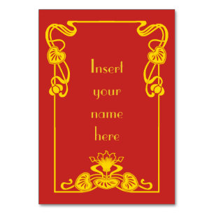 Art Deco Vintag Red Gold Tischnummer