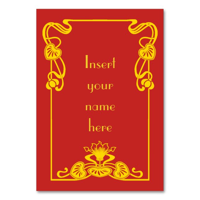 Art Deco Vintag Red Gold Tischnummer (Vorderseite)