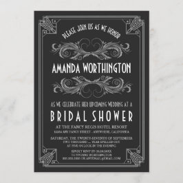 Art Deco Vintag Silver Bridal Dusche Einladungen