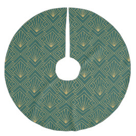 Art Deco Vintage Abstrakt geometrische grün und go Polyester Weihnachtsbaumdecke