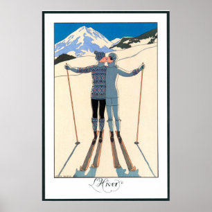 Art Déco vintage, Amants dans la neige par George