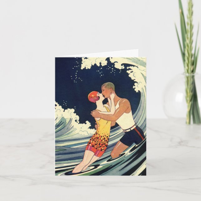 Art Déco vintage, Amoureux Baiser Merci (Devant)