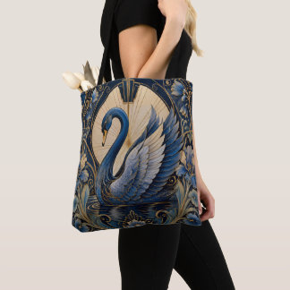ART DECO VINTAGE INSPIRIERTER BLauer SCHWAN Tasche