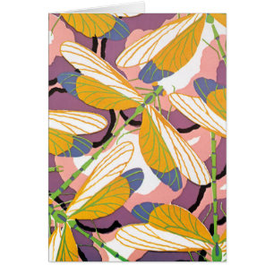 Art Déco vintage jazz pochoir dragonflies de jardi