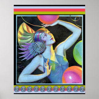 Art Deco Vintage Mädchen Poster