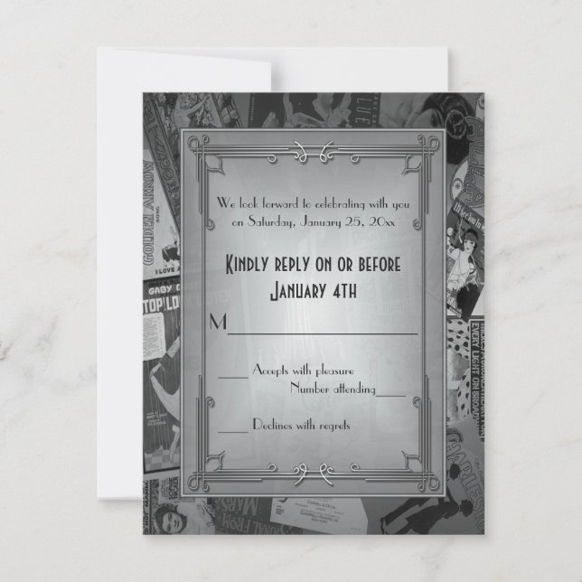 Art Deco Vintage Posters Wedding RSVP (Vorderseite)