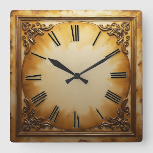 Art Deco Vintage Quadratische Wanduhr