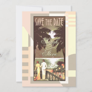 Art Deco Vintage Strand Benachrichtigung zur Hochz Save The Date