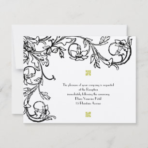 Art Deco Vintager Blumenwirt Hochzeitsempfang Einladung