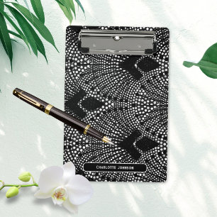 Art Deco Vintages Pfauenmuster Mini Klemmbrett