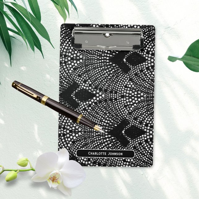 Art Deco Vintages Pfauenmuster Mini Klemmbrett (Art Deco Antracite Vintage Peacock Pattern Mini Clipboard ©Susanne Sachers - Sunny Mind 🌞)