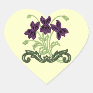 Art-Deco-Violetten-Aufkleber Herz-Aufkleber