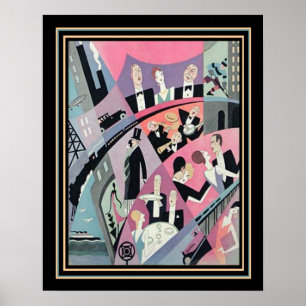 Art Déco Voyage / Divertissement Imprimer 16x20