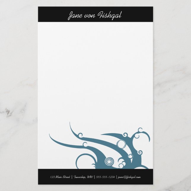Art Deco Wave Briefpapier (Vorderseite)